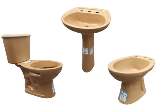 Juego De Loza Inodoro 5 Piezas Baño Color Dorado Ferrum