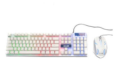 Kit De Teclado Y Mouse Gamer Blanco Rgb Teclas Removibles 