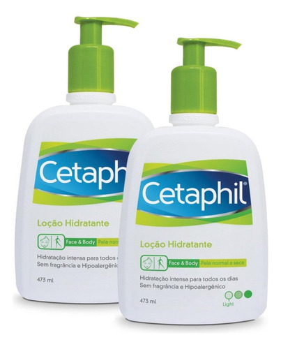 Kit 2 Loção Hidratante Cetaphil 473ml Pump Corporal E Facial