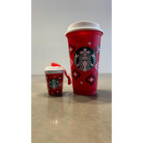 Vaso Reusable Plástico Y Ornamento Cerámico Starbucks