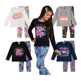 4 Conjunto Juvenil Menina Calça Legging Meia Estação Inverno