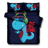 Cubrecama De Niño 1.5 Plza Dino Be Cool Algodón Quilt