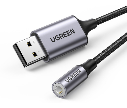 Ugreen Adaptador De Sonido Estéreo Usb-a A Aux 3,5 Mm Gris