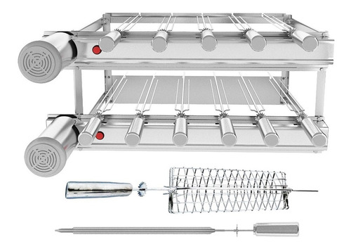 Churrasqueira Inox Gira Grill 11 Espetos Giratório + Grelha