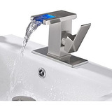 Grifo De Lavabo De Baño Con Luz Led, Níquel Cepillado, Boqui