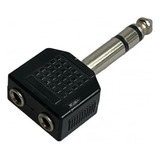 Adaptador De 2 Jacks 3,5mm Estereo A 1 Plug De 6,3mm 2 Pzas