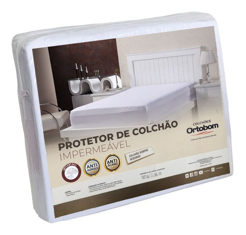 Protetor Colchão Impermeável Ortobom Queen 2,00x1,60x30 Alt Cor Branco Desenho Do Tecido Liso