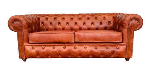 Sofa Chesterfield 3 Pts En Cuero 100% Natural