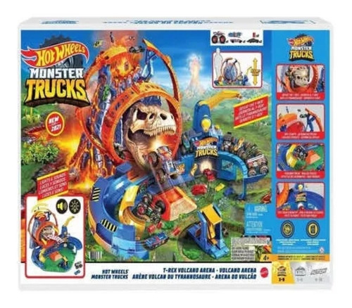 Hot Wheels Monster Trucks T-rex Volcano Arena Pista Mattel