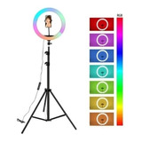 Aro De Luz Rgb Led Flash 26 Cm Fotografía Selfie+trípode 2mt