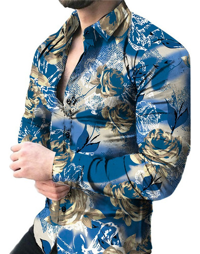 Camisa De Flores Rosas Para Hombre, Casual, Con Estampado 3d