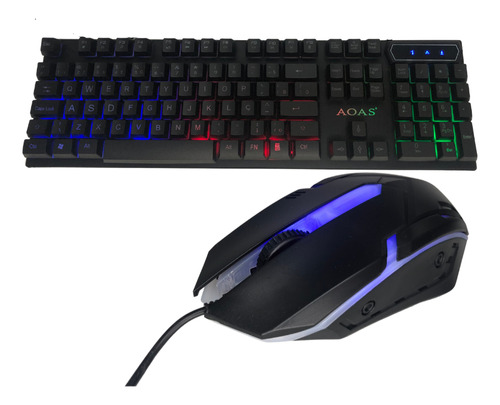 Kit Gamer Teclado Led Abnt2 Semi Mecânico Mouse Usb 3200 Dpi