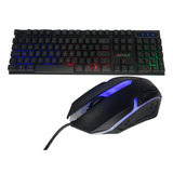 Kit Gamer Teclado Led Abnt2 Semi Mecânico Mouse Usb 3200 Dpi