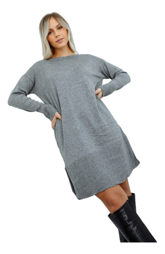 Vestidos Invierno Sweater Corto Cuello Redondo Mujer