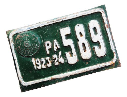 ¬¬ Placa Patente Antigua Chile Punta Arenas Año 1923 Taxi Zp