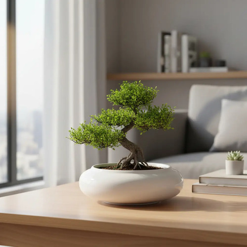 Vaso Baixo 23x7cm Enfeite Centro De Mesa Rack Sala Bonsai | Parcelamento sem juros