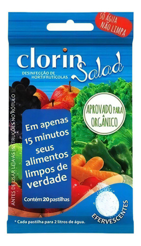 Clorin Salad - Desinfeccao De Hortifruticolas 20 Pastilhas Cor Branco