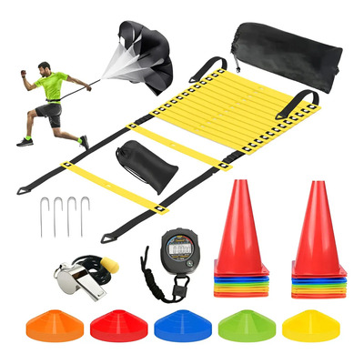 54kit Entrenamiento Conos+platos+escalera+paracaídas+silbato Amarillo | Envío gratis