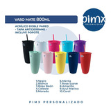 Vaso Mate Tapa Antiderrame Y Popote 800ml Sin Personalizar