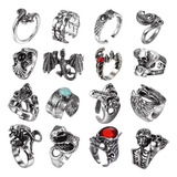   16 Uds   Anillos Punk Vintage Mujeres Y Hombres  Anil...