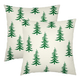 Fundas De Almohada De Árbol De Navidad Verde Juego De ...