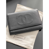 Carteira Chanel Em Couro Caviar Preta 15x11cm (original)