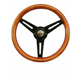 Volante Tipo Nardi Madera Linea Oro Brazos Negros Y Pulsador