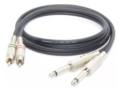 Cable De Audio 2 Rca A 2 Plug 6.5mm Mono Profesional 2 Mts