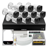 Kit Intelbras 10 Câmeras Vhc 1120 20m Dvr De 16 Canais 1 Tb