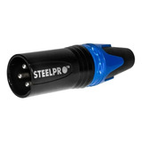 Jack Xlr Canon 3 Puntas Steelpro Xlr-pin Con Seguro Azul