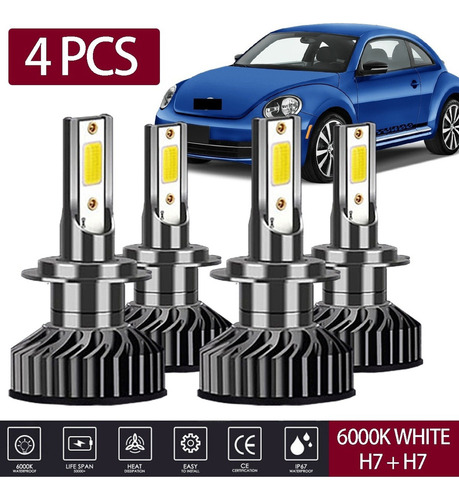 Kit De Focos Led 12000lm 80w H1 H7 H4 Para Volkswagen