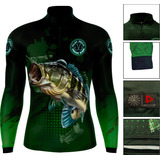 Camisa Camiseta Para Pesca Tucunaré Verde Com Proteção Uv50