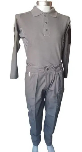 Conjunto Tactico Modelo Cargo Y Polo Manga Larga Gris Oxford