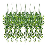 8 Pendente Artificial Folhas Realista Para Parede De Plantas