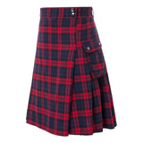 (u) Men's Check Pocket Pleated Skirt
