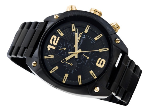 Reloj Diesel® Overflow Dz4504 Black Gold Pavonado Elegante