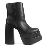 Botin Dama Efe Tacon Cuadrado Alto Negro Null 326001