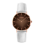 Reloj Féraud Mujer Malla Cuero Blanco Rose Moda F5520 Lrgmcb