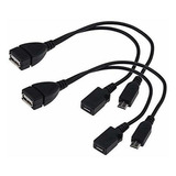 2 Cables Divisores De Alimentación Micro Usb Otg En Y, Usb H