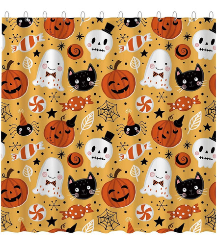 Yellow Halloween Shower Curtain E