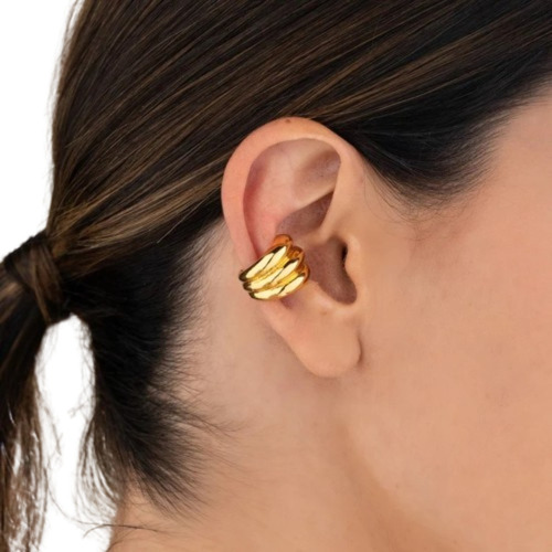 Ear Cuff Baño En Oro De 24k Arete (no Requiere Perforación) 