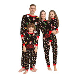 Pijama Navideño Conjunto Familiar Mamá Papá Niños Negro