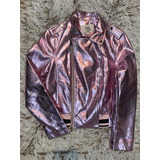 Chamarra De Piel Sintética Rose Gold Outer Eder Mujer M 