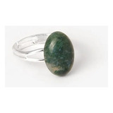 Anillo De Mujer Regulable Piedras Naturales Agata Verde