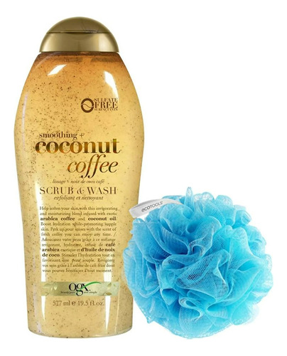 Set De Baño Ogx Wash & Scrub Coffee + Esponja Ecotools