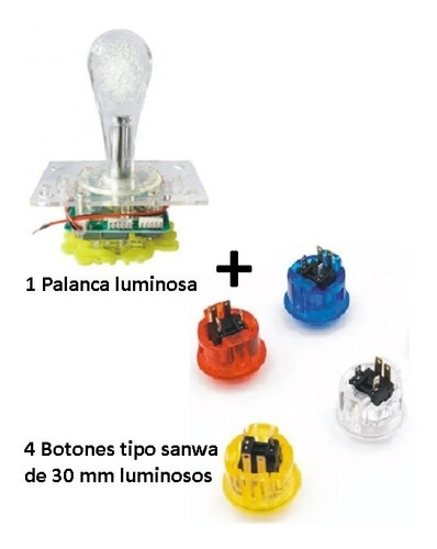 1 Palanca Tipo Sanwa Luminosa Battop Para Arcade + 4 Boton