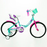 Bicicleta Paseo Infantil Gts 3316 R20 Color Verde/rosa Con Ruedas De Entrenamiento  