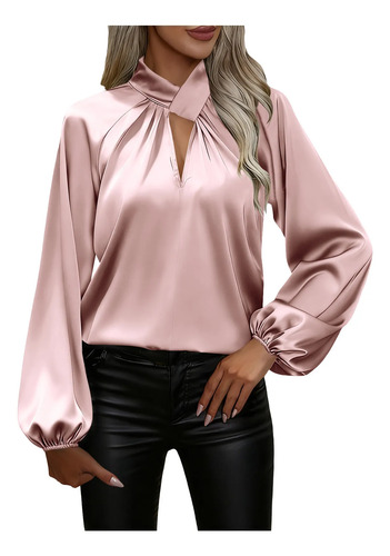 Blusa Mujer Lisa De Manga Larga Y Diseño Casual