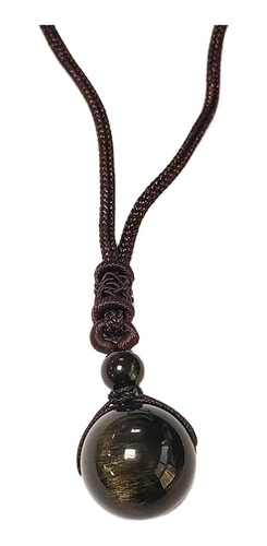 Pingyongchang Collar Con Colgante De Piedra De Obsidiana Nat