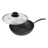 Wok Hudson Total Black Aluminio Antiadherente Con Tapa 28cm